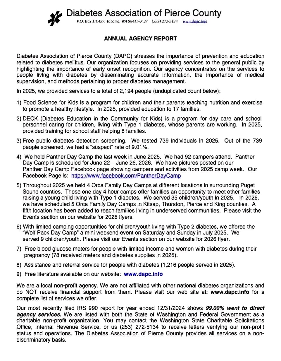 Diabetes Association community service initiatives report