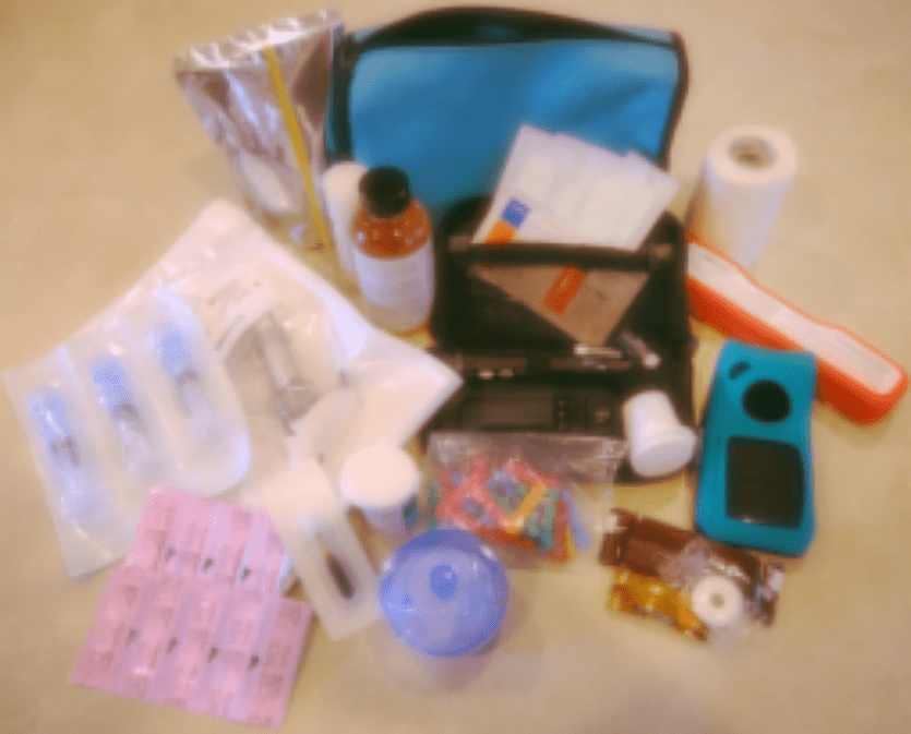 Various first aid items displayed
