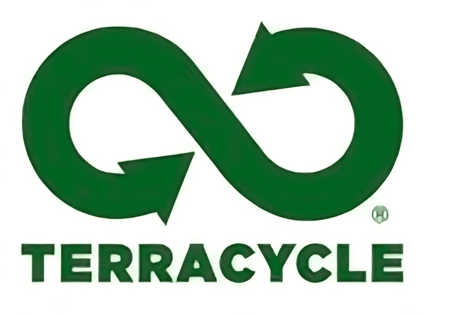 Green recycling symbol with Terracycle text