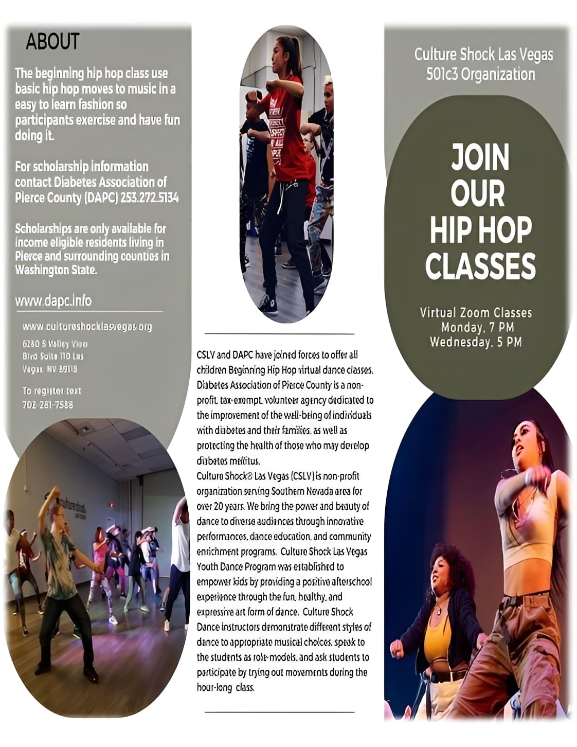Hip hop dance class advertisement